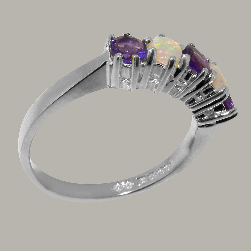 925 Sterling Silver Amethyst & Opal Eternity Ring P76905