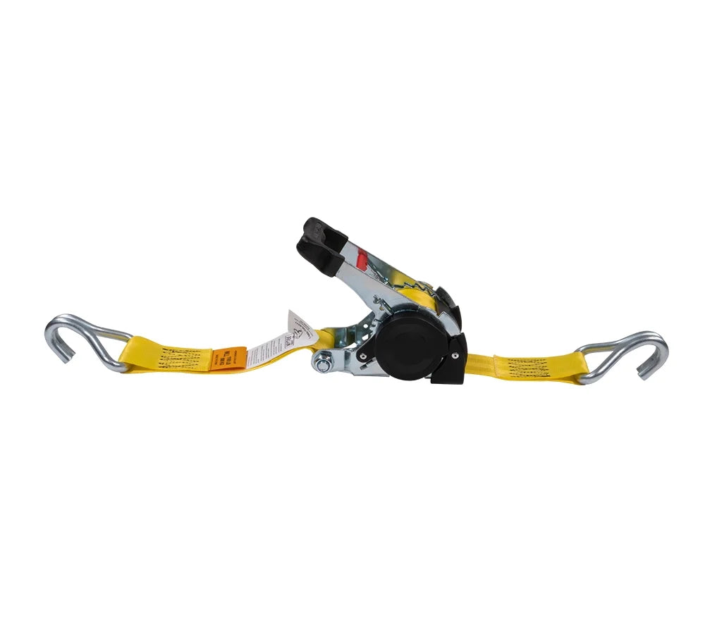 8 Pack 2" x 10' Retractable Ratchet Straps with Double J-Hook, 3,300 lbs Breaking Strength, Yellow X973
