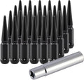 M14x1.5 Spike Lug Nuts with Cone Seat, Black, Set of 24 D652