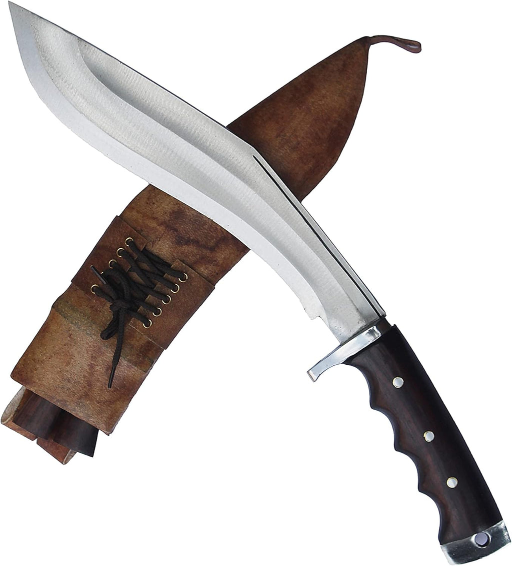 11” Blade Carbon Steel Kukri with Rosewood Handle and Leather Scabbard E279