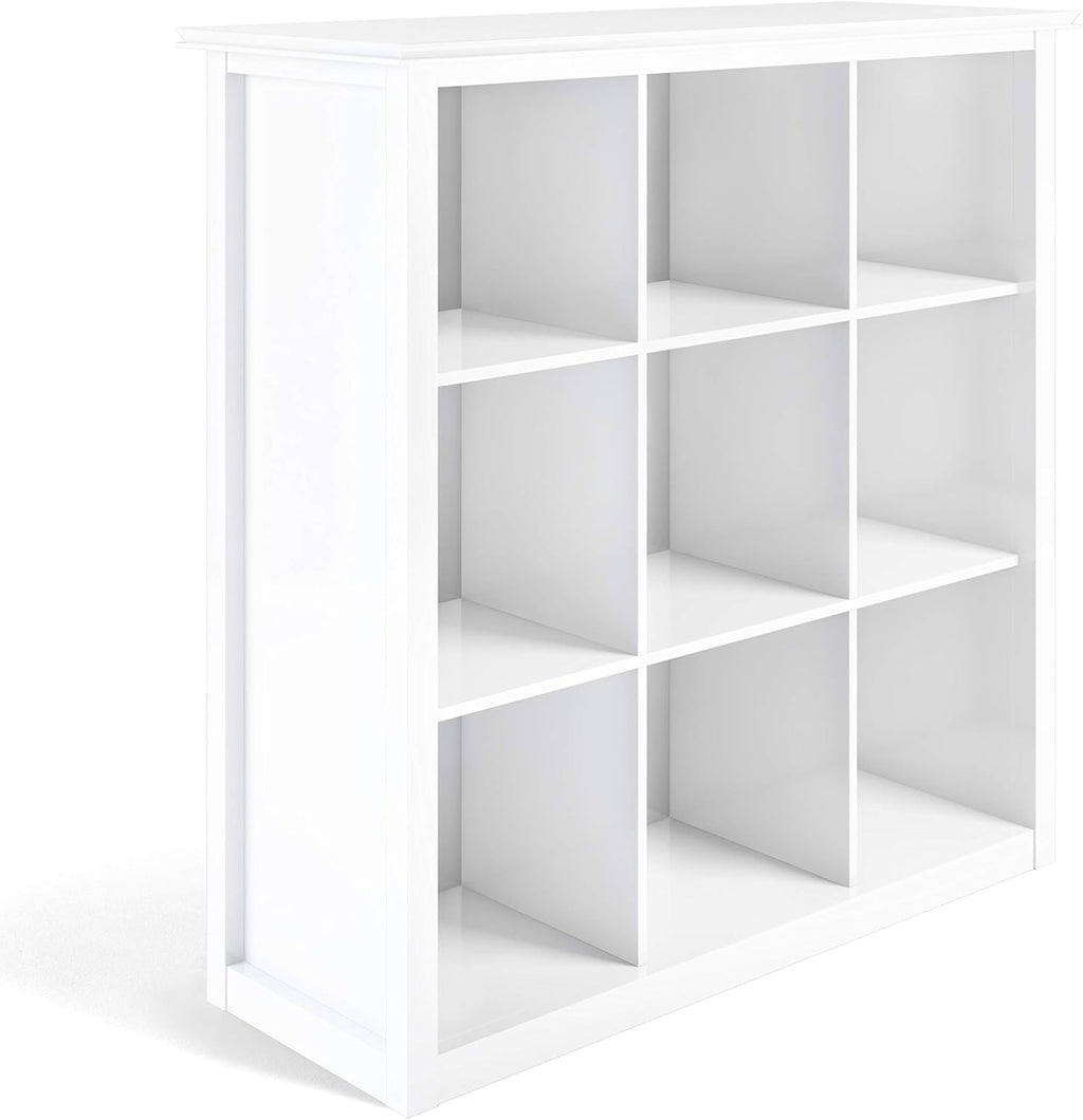 Distressed Grey 9 Cube Solid Wood Bookcase with 9 Shelves Y718