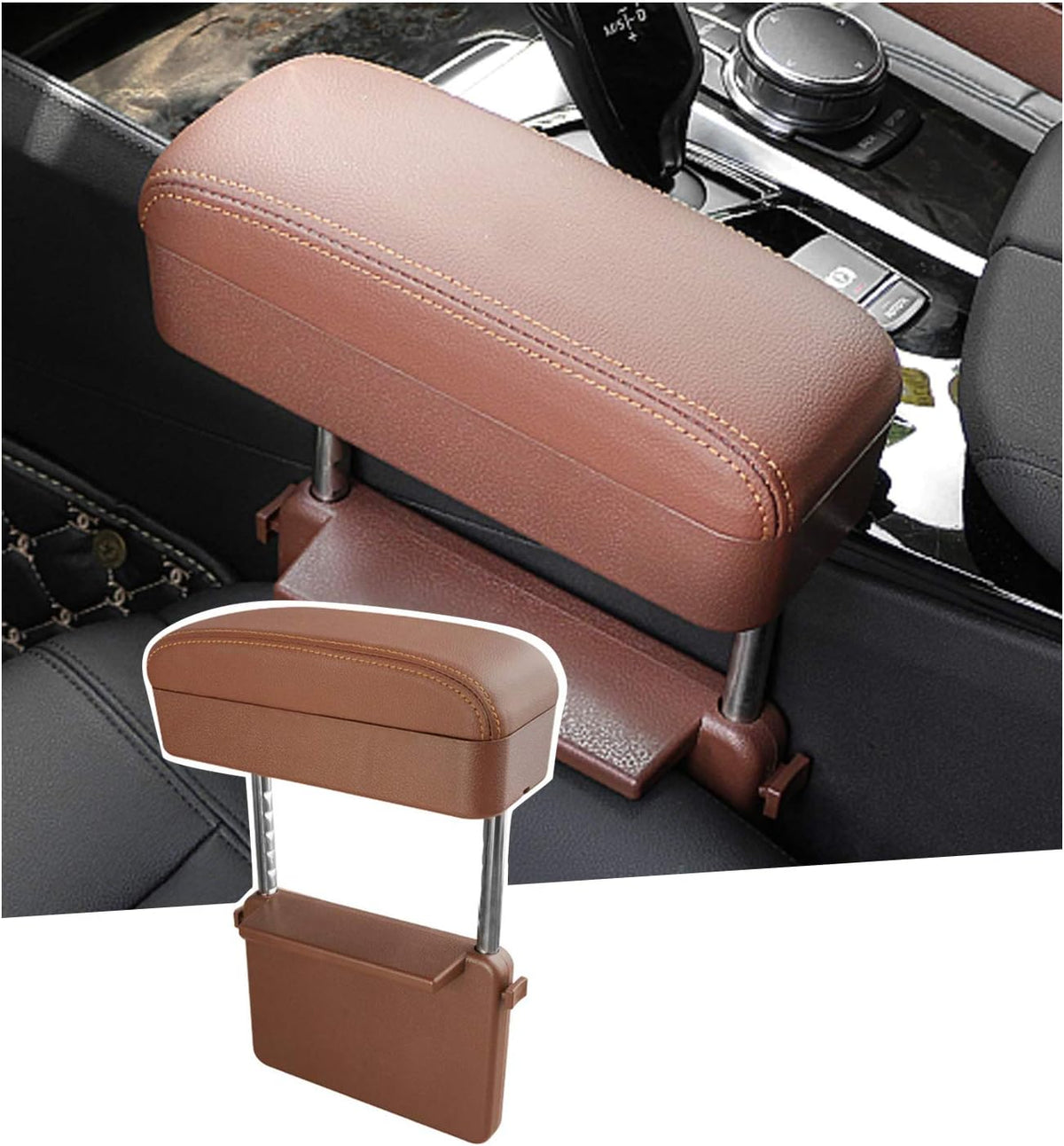White Adjustable Car Armrest Pad Pack of 2 B528