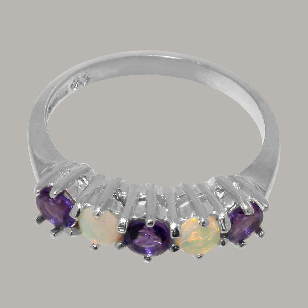 925 Sterling Silver Amethyst & Opal Eternity Ring P76905