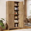 70" Tall Kitchen Pantry Cabinet with Adjustable Shelves, 6-Tier Storage Cabinet with Doors and Shelves, Rustic Brown Q2894