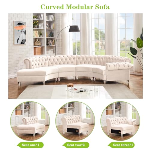 Cream Velvet Semi Circular Sofa Sectional M815116