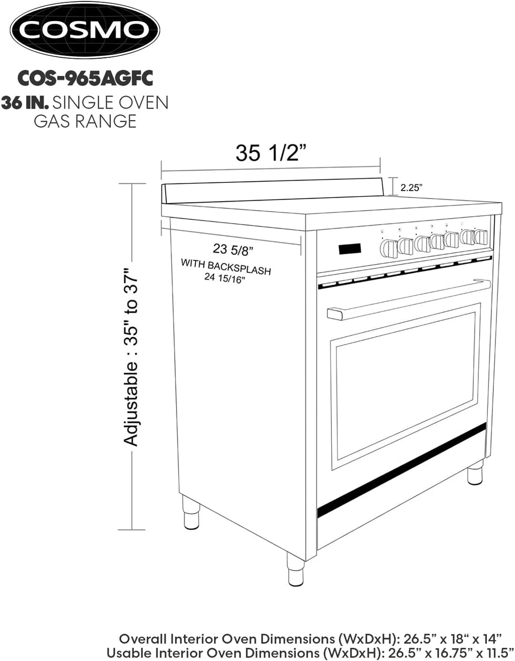 36-in 5 Burners 3.8-cu ft Convection Oven Freestanding Gas Range X1790