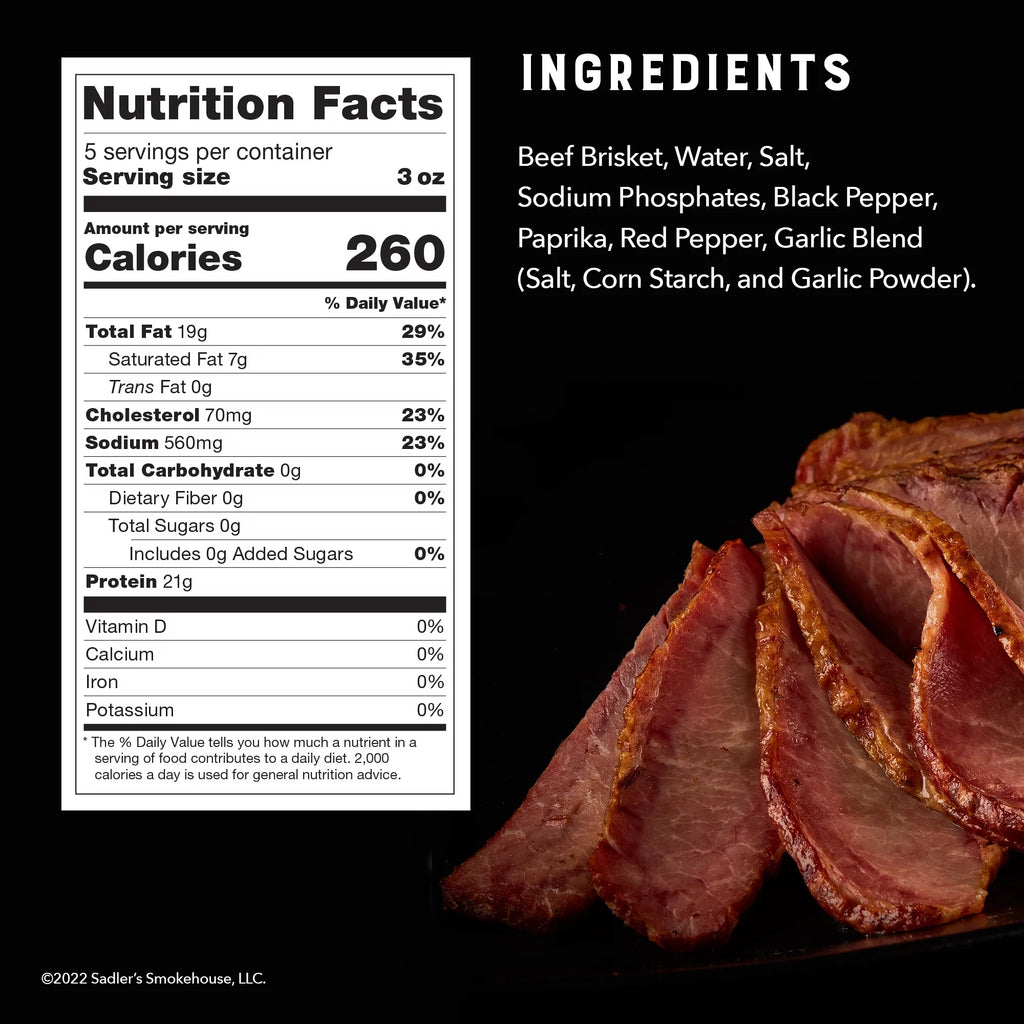 Seasoned Sliced Mesquite Smoked Beef Brisket, 1.5 - 2 lb Plastic Package L492