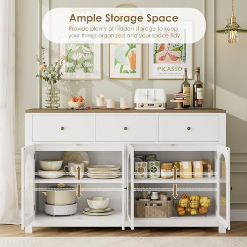 Black 55.1" Wood Buffet Cabinet with 3 Drawers and 4 Doors H700