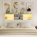 King Size Wooden Headboard with LED Light and Storage Bookcase M359476