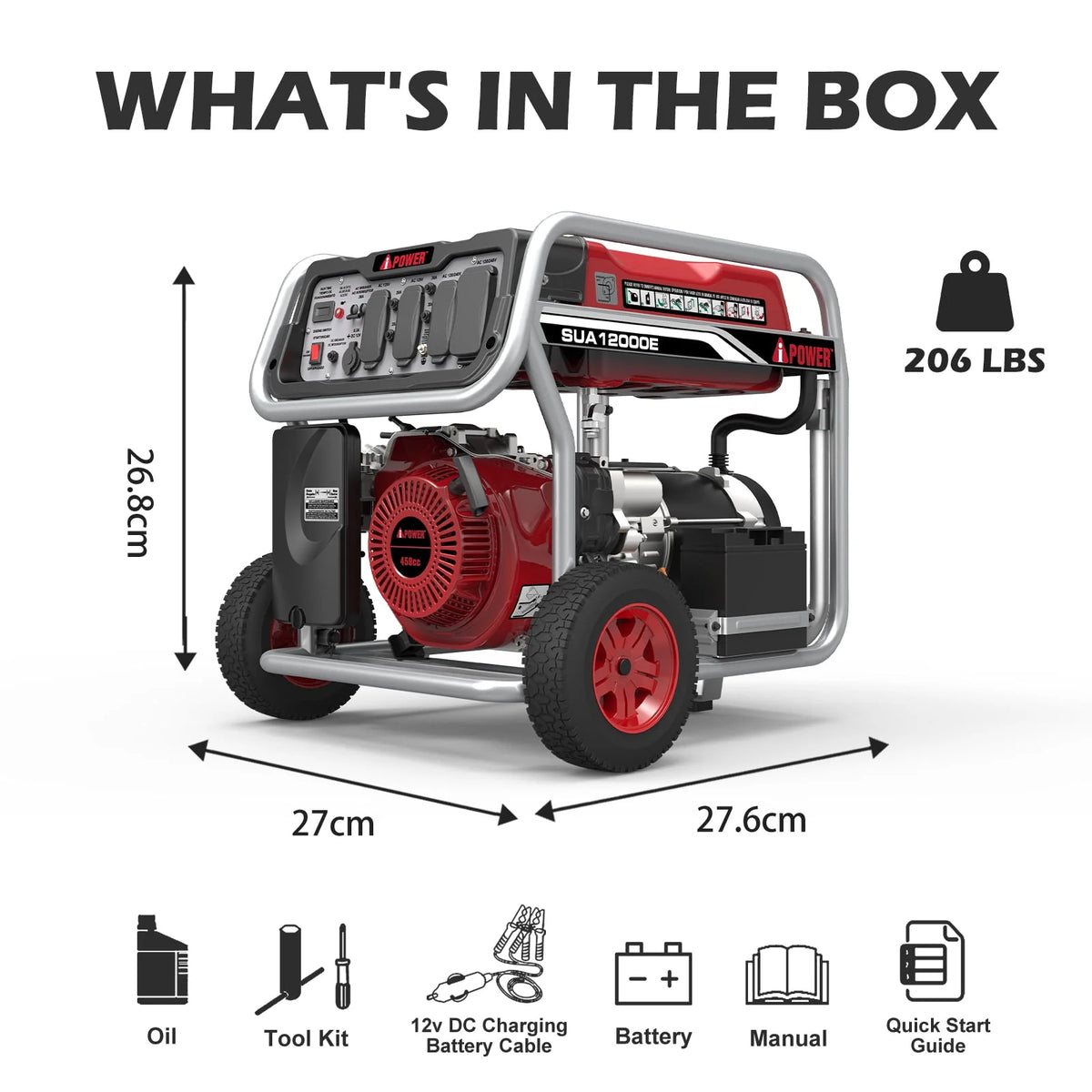 12000 Watt Portable Gas Powered Generator with Electric Start & Wheel Kit H631