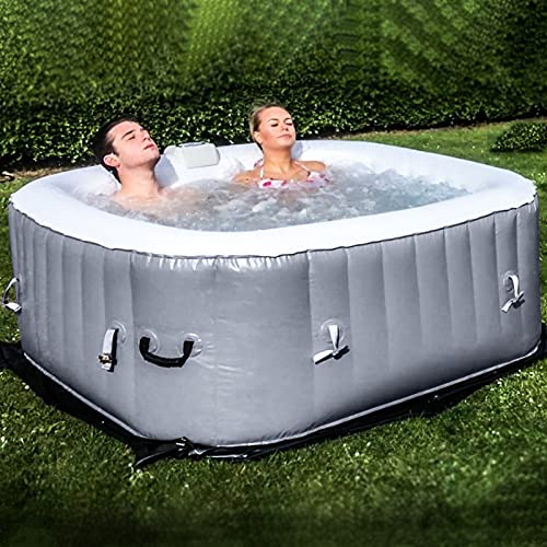 Portable Inflatable Hot Tub with 120 Bubble Jets, Black/White A155