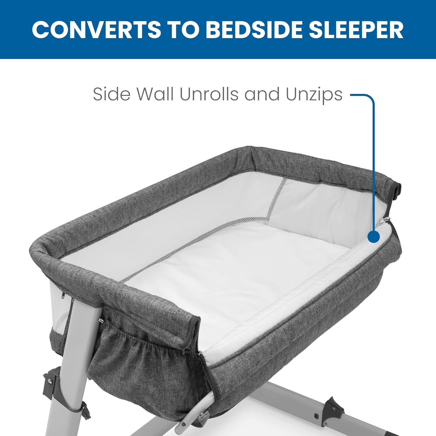 Grey Portable Baby Bassinet with Breathable Mesh N560563