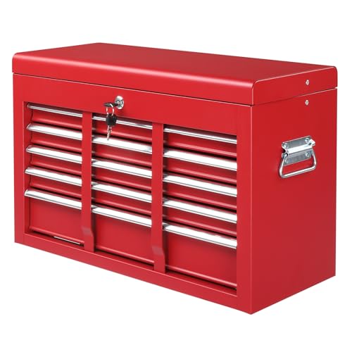 24" Portable Tool Box with 5 Drawers & Top Storage Tray, Lockable Metal Tool Chest D565201