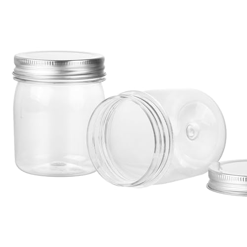 32 Pack Black Clear Plastic Mason Jars with Screw On Lid D1092