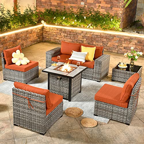 Black 6 Pcs Patio Furniture Set with Coffee Table A14909