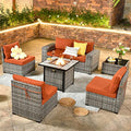 Black 6 Pcs Patio Furniture Set with Coffee Table A14909