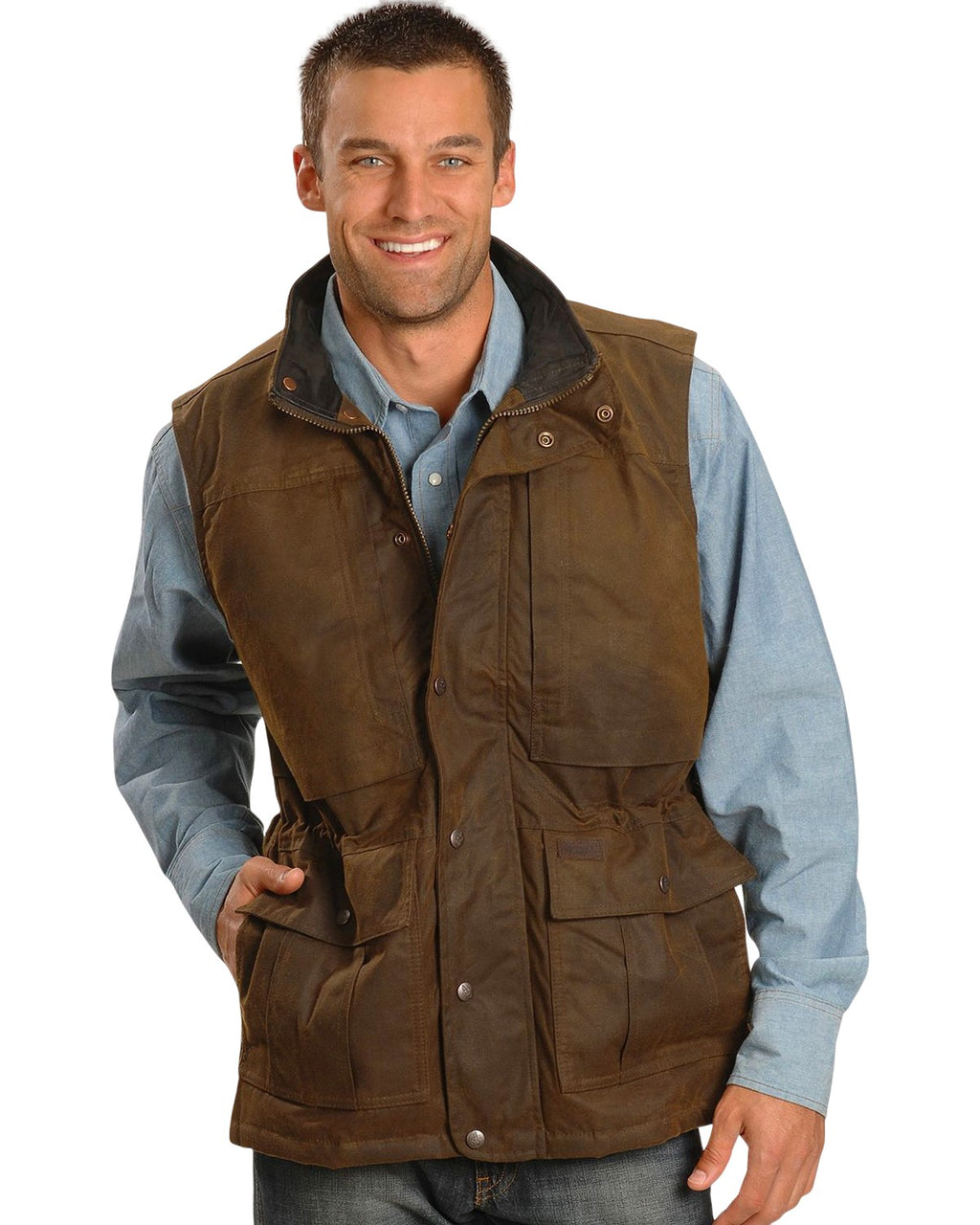 Brown Medium Oilskin Vest Y539