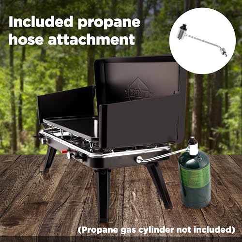 2-in-1 Gas Camping Stove and Griddle with Foldable Legs F179986