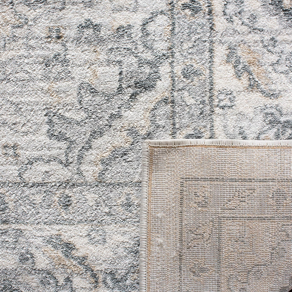 9' x 12' Light Grey/Cream Oriental Non-Shedding Area Rug G7084