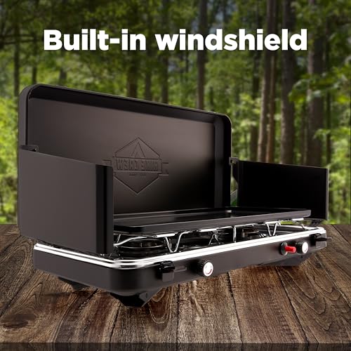 2-in-1 Gas Camping Stove and Griddle with Foldable Legs F179986