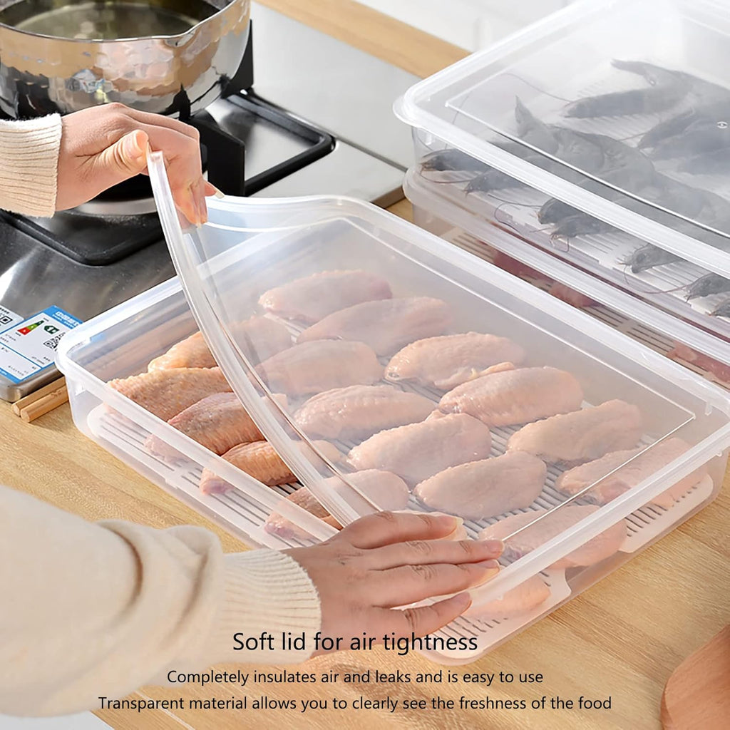 3-Piece Plastic Refrigerator Organizer Bin with Airtight Lids P725