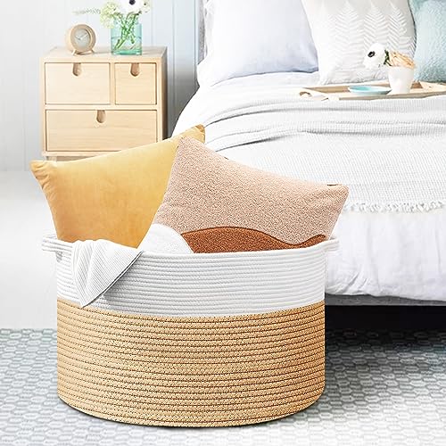 Large Woven Cotton Rope Blanket Basket Q406371