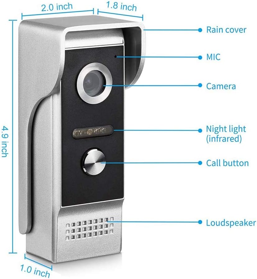 7 Inches Wired Video Door Phone with IR Night Vision Camera V36080
