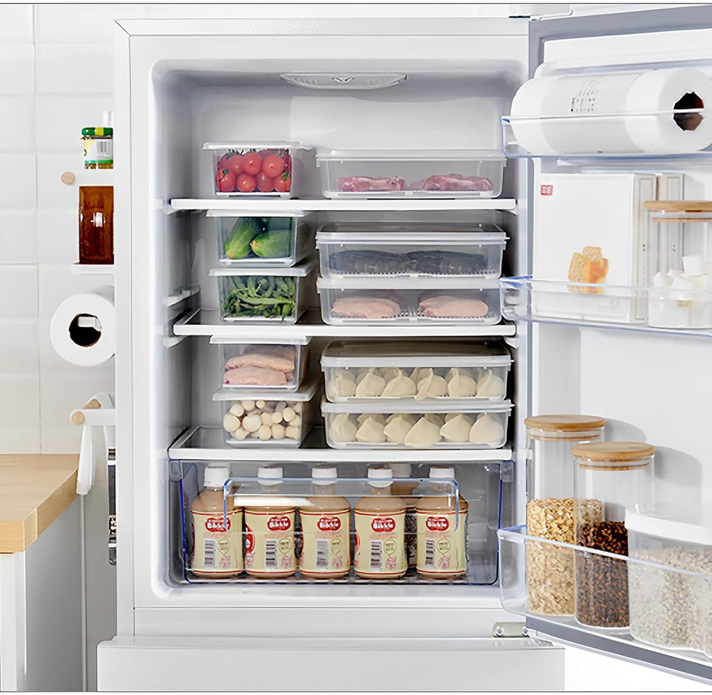 3-Piece Plastic Refrigerator Organizer Bin with Airtight Lids P725