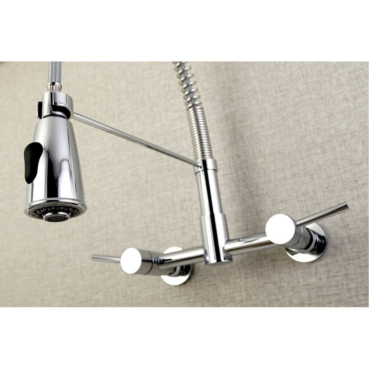 Oil Rubbed Bronze 2-Handle Wall Mount Pull-Down Kitchen Faucet F615832