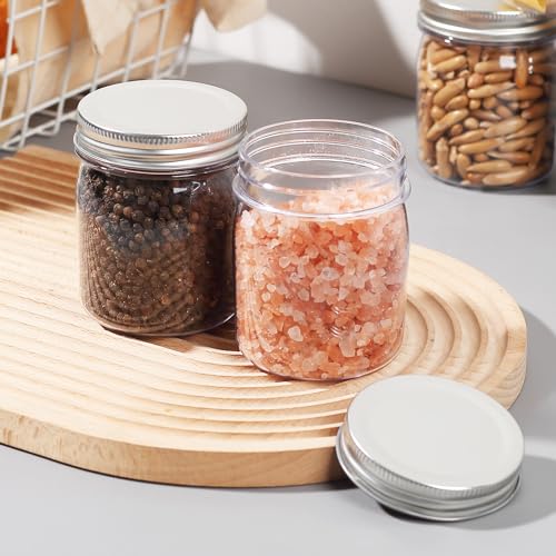32 Pack Black Clear Plastic Mason Jars with Screw On Lid D1092