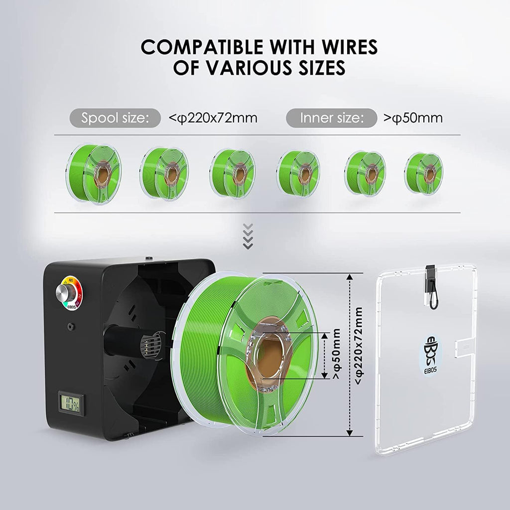 3D Printer Filament Dryer with Fan, Adjustable Temperature, Humidity Control & Spool Holder X9343