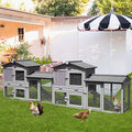 Rabbit Hutch Chicken Coop Bunny Cage Duck House with Run Waterproof Roof Plastic Tray E40505
