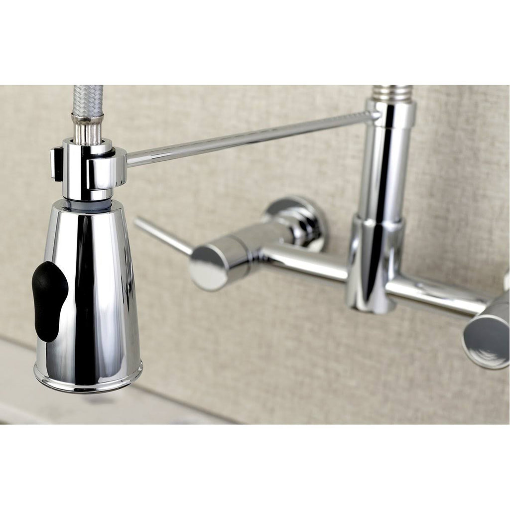 Oil Rubbed Bronze 2-Handle Wall Mount Pull-Down Kitchen Faucet F615832