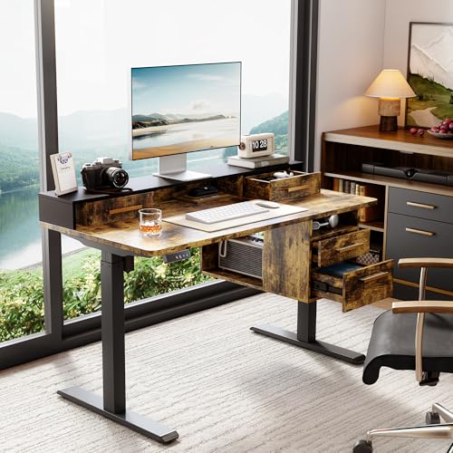 47.2 x 23.6 Inch Electric Height Adjustable Standing Desk with 4 Drawers H24395