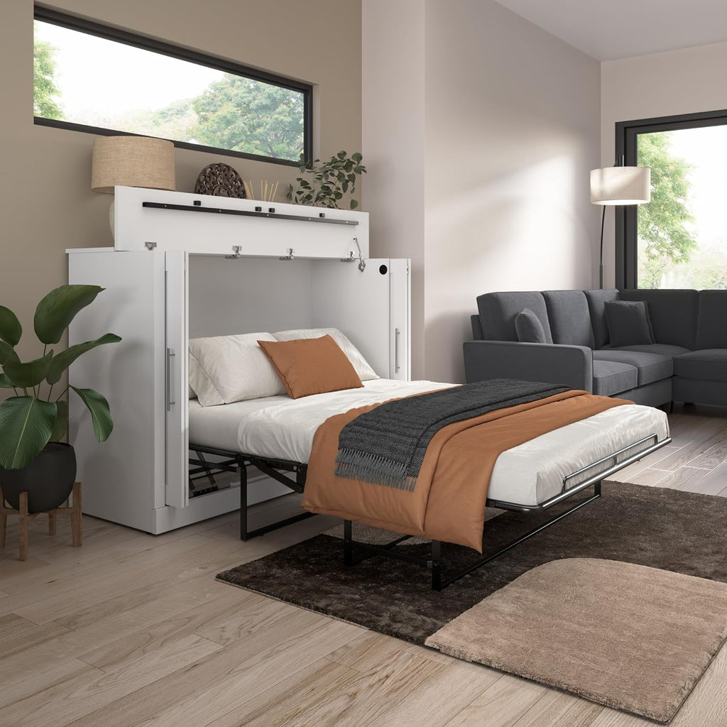 White Full Murphy Cabinet Bed with Mattress A487905