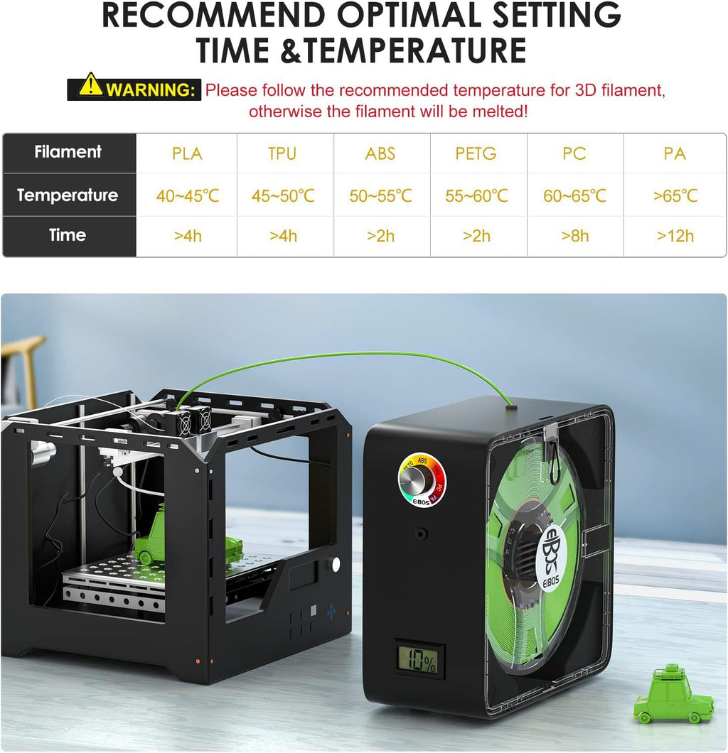 3D Printer Filament Dryer with Fan, Adjustable Temperature, Humidity Control & Spool Holder X9343