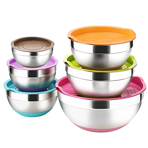 6 Piece Stainless Steel Mixing Bowls with Airtight Lids M5123