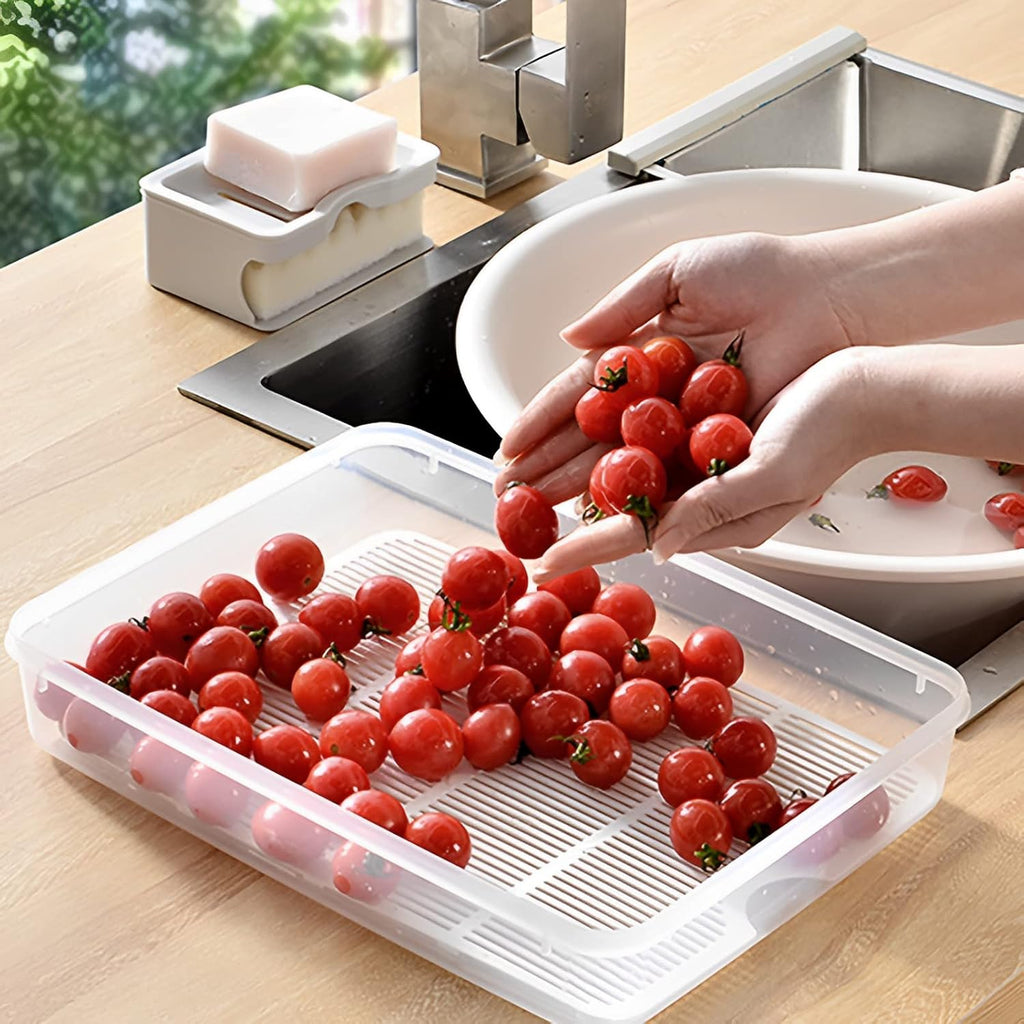 3-Piece Plastic Refrigerator Organizer Bin with Airtight Lids P725