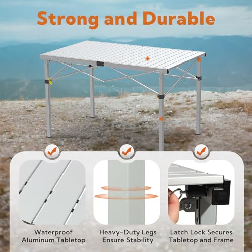 Natural Aluminum Roll-Up Camping Table with Carry Bag E6662