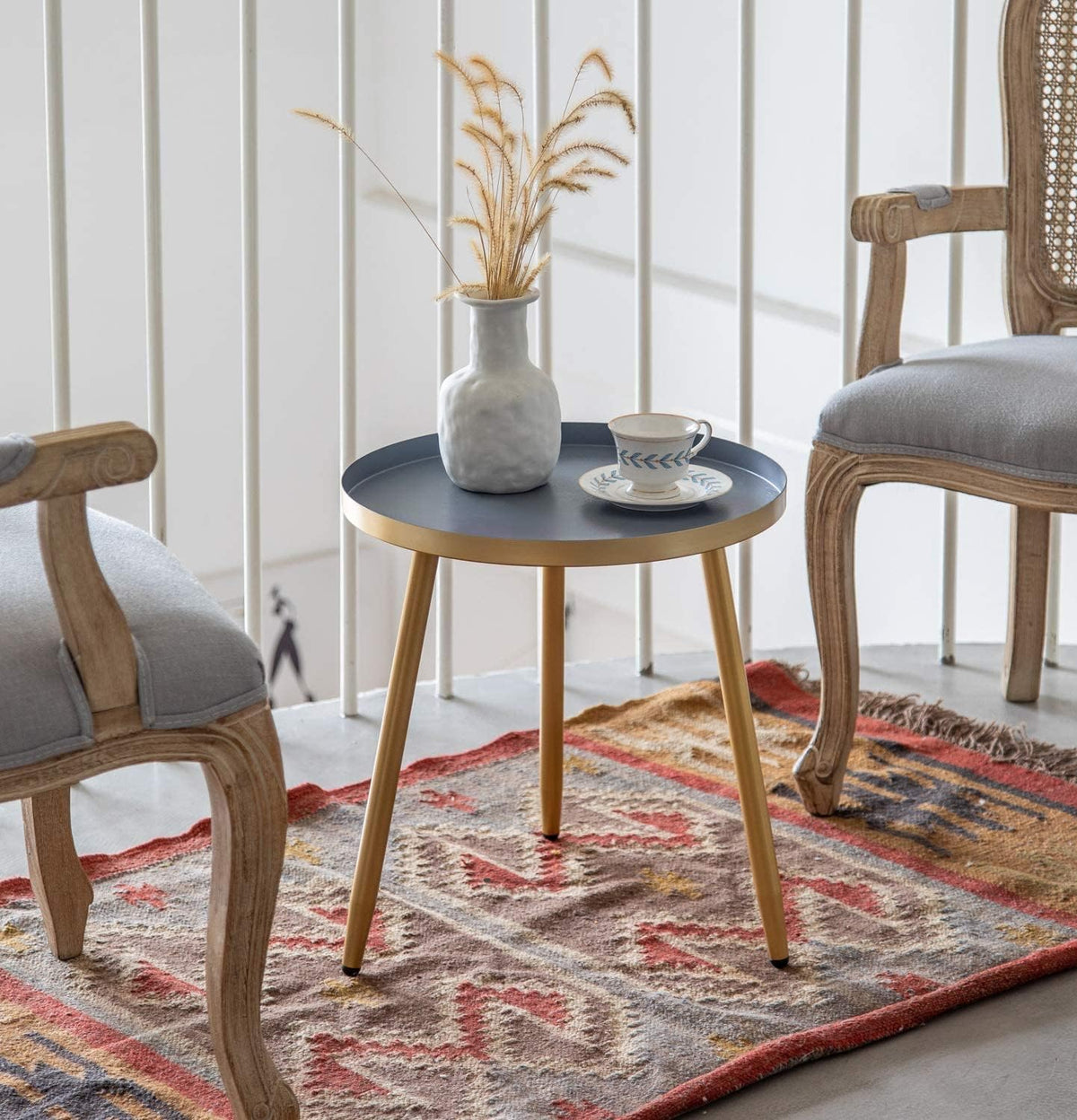 Black Metal Round End Table Set of 2 J534318