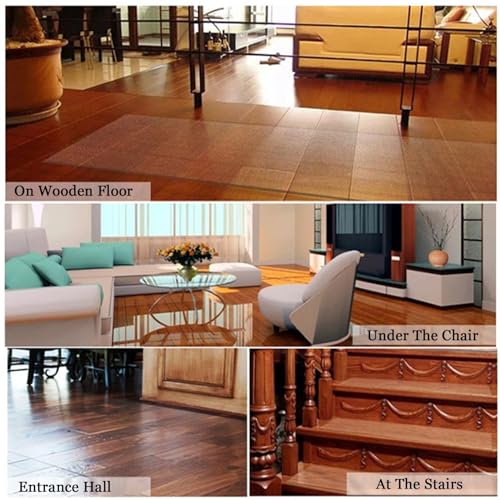 Clear Vinyl Plastic Floor Runner, 1.5mm Thick Non-Skid Waterproof Transparent Carpet Protector Mat (80x180cm) N5506