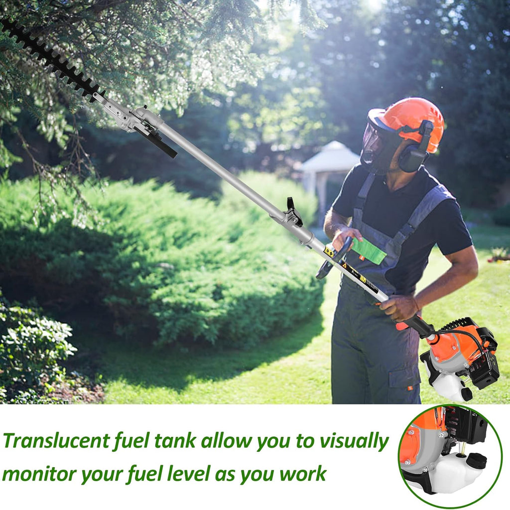 52cc 6 in 1 Gas Petrol Hedge Trimmer Brush Cutter Chainsaw Grass Pruner Multifunctional Y4492