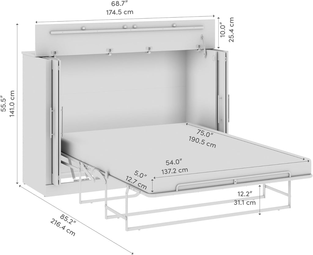 White Full Murphy Cabinet Bed with Mattress A487905