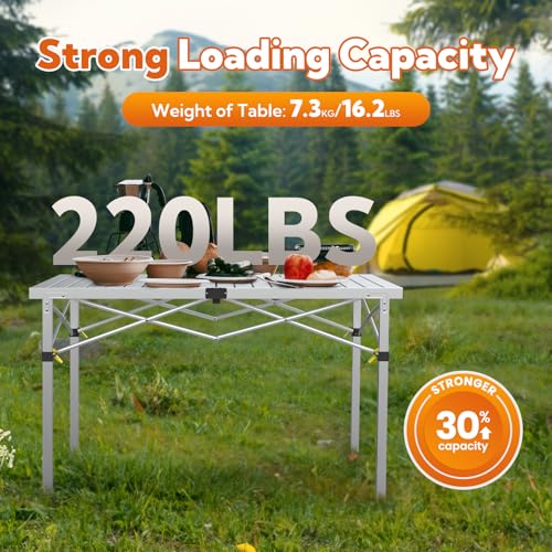 Natural Aluminum Roll-Up Camping Table with Carry Bag E6662