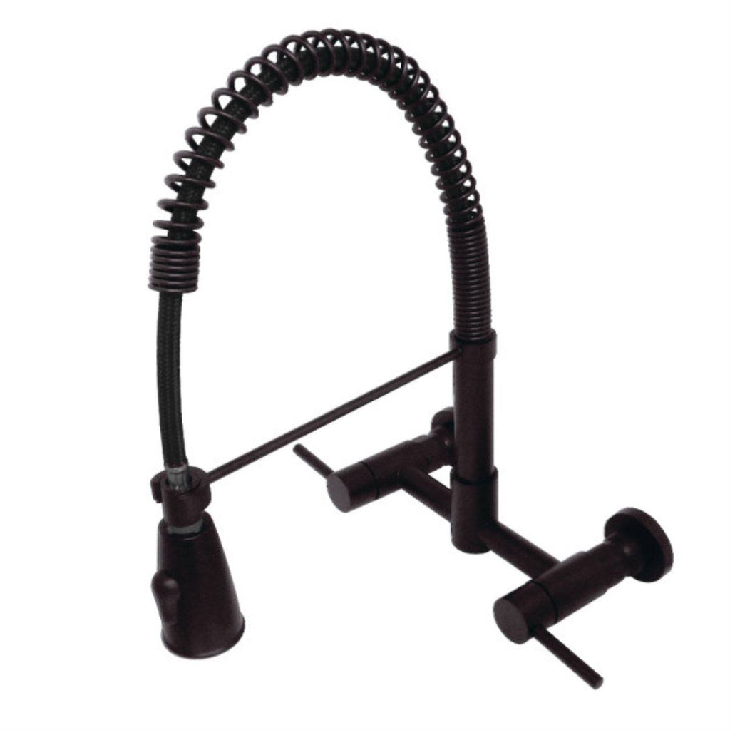 Oil Rubbed Bronze 2-Handle Wall Mount Pull-Down Kitchen Faucet F615832