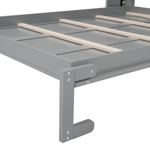 White Full Size Murphy Bed with 2 Tier Shelves M490340