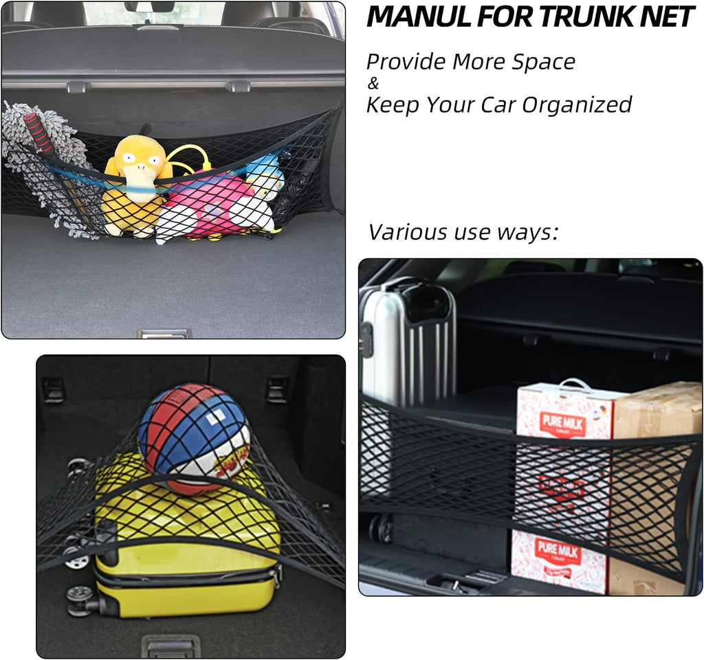 Double-Layer High Elastic Car Rear Cargo Net I888266