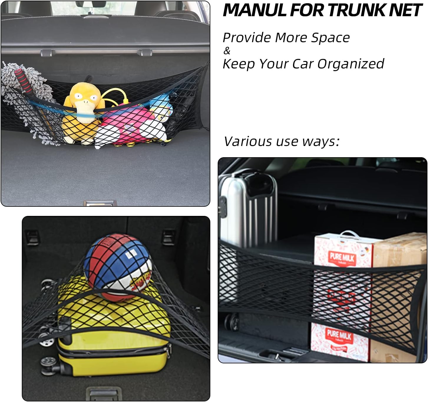 Double-Layer High Elastic Car Rear Cargo Net I888266