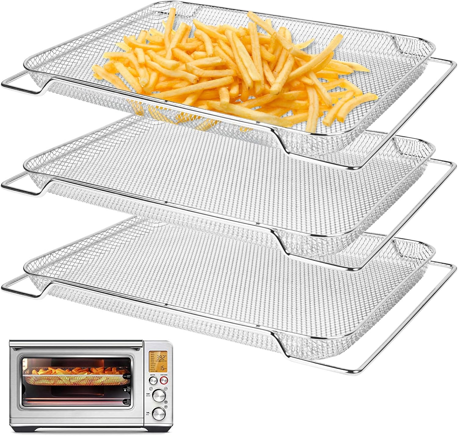 3Pcs Stainless Steel Air Fryer Basket T134136