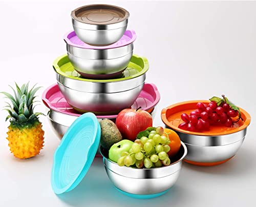 6 Piece Stainless Steel Mixing Bowls with Airtight Lids M5123